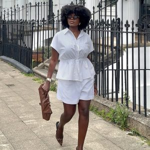 European and American style fashion casual suits, slim fit, slimming lapel shirts, solid color shorts, African women's new two-piece set – Image 3