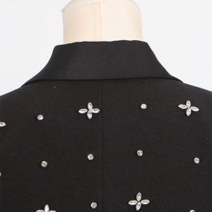 European and American style jacket women's 2025 autumn new fashion personality lapel slim diamond design solid color blazer – Image 7