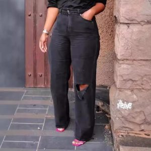 YLN2911 cross-border independent station jeans women's high-waisted wide-leg pants loose and slim straight – Image 3