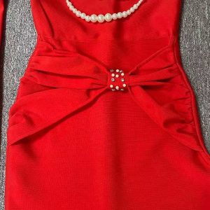European and American cross-border new fashion pearl chain celebrity style high-end bandage women's dress dress – Image 6