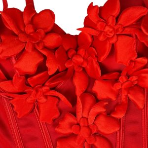 Cross-border European and American new three-dimensional flower camisoles, tops, slim body, pure desire, sexy fishbone chest, inner wear – Image 9
