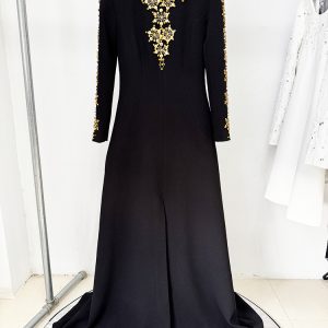 Quality spot host evening dress 2025 star series heavy industry beads and diamonds front slit small trailing long skirt – Image 5