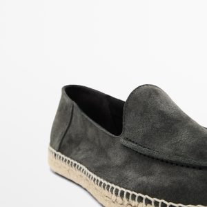 New loafers genuine leather casual men's shoes fashion suede cowhide gray blue stacked edge espadrilles fisherman shoes – Image 5