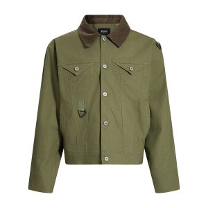 Mountain outdoor canvas cargo jacket men's spring and autumn sports multi-pocket design stitching contrast lapel jacket – Image 3