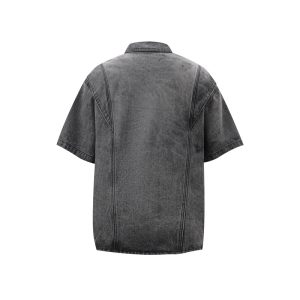 Jiayiku men's summer suit shirt Korean ruffian handsome niche tie-dye washed denim shirt men's jacket short sleeves – Image 7
