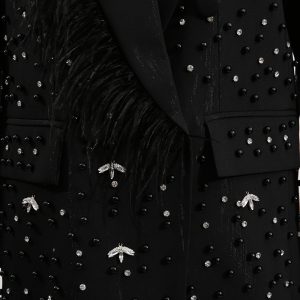 Fashion design blazer women's 2025 autumn new elegant feng shui rhinestone splicing high-end long-sleeved suit – Image 6
