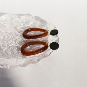 Korean simple retro splicing acetate geometric stud earrings personality temperament fashion earrings creative versatile earrings A14 – Image 5