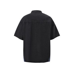 Men's Wear Summer Korean niche design washed denim shirt trendy ruffian jacket short sleeve – Image 4