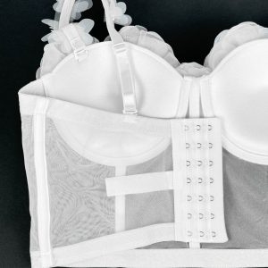 The new French temperament camisole top wears a retro three-dimensional pearl flower design herringbone bandeau top – Image 5