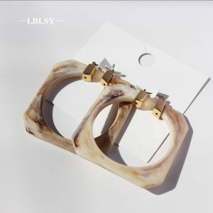 Foreign trade jewelry 21 new exaggerated personality acetate square stud earrings fashion big circle hoop earrings earrings A45 – Image 4