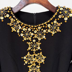 Quality spot host evening dress 2025 star series heavy industry beads and diamonds front slit small trailing long skirt – Image 6