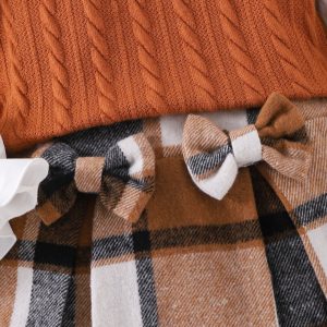 Cross-border Korean version of the spring and autumn girls' suit, college style long-sleeved shirt + plaid skirt + sweater vest three-piece set – Image 3