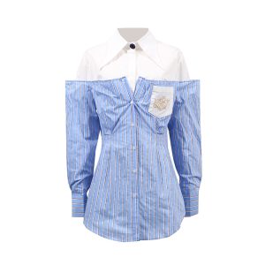 Simple commuter style top women's 2025 summer new comfortable casual fake two striped premium women's shirt – Image 5