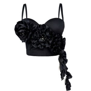 Spring new European and American flowers tassel design worn outside herringbone corset slim with coaster camisole french inside – Image 4