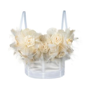 Autumn and winter new European and American cross-border foreign trade sexy hot girls with three-dimensional flower tassel suspender fishbone corset – Image 3