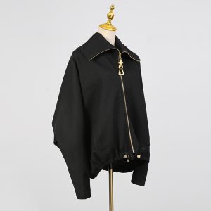 Fall 2025 new fashion casual style high-end jacket lapel bat sleeve Korean short loose coat for women – Image 3