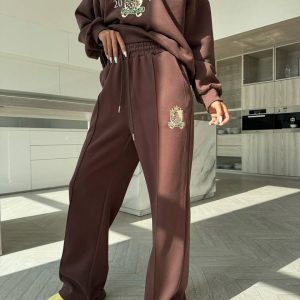 Casual sports suit women's spring and autumn fashion age-reducing pink high-end foreign style sweatshirt wide-leg pants fashion two-piece set – Image 5