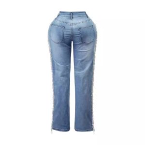 independent station cross-border straight jeans women's autumn clothes new high-waisted fashion retro tassel design sense – Image 4