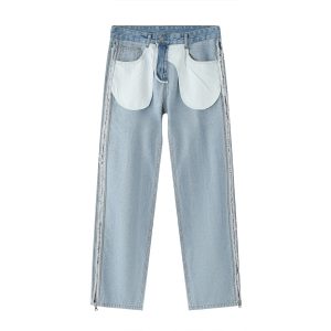 MTLCLOTHES Men's Wear Spring and Summer New Pocket Flip-out Straight Jeans with Flip-out Design Slit Straight Jeans – Image 5