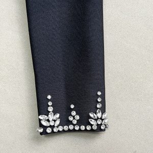 Long sleeve heavy work glass diamond decoration amazon foreign trade bandage dress evening dress bandage dresses – Image 6