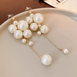 Romanticism ~ Resort style pearl tassel earrings new niche design sense light luxury high-end earrings for women – Image 3