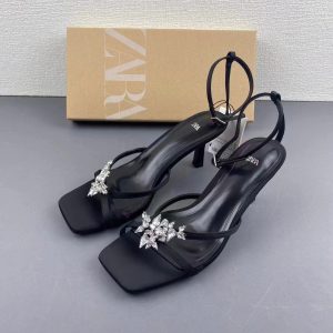 ZA Four Seasons 2025 New Simple Cross-Band High Heels Women's Toe French Pointed Sandals Women's Outerwear Fashion – Image 4
