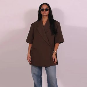 2025 New Top Versatile Lapel Side Button Suit Long Short Sleeve Jacket Women's Top INS – Image 7