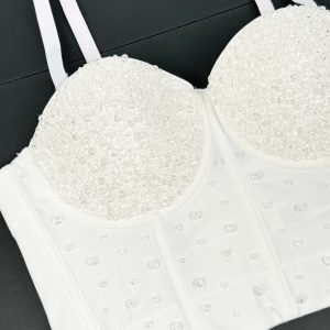 cross-border foreign trade shiny beads handmade herringbone bra high-end wear small camisole vest herringbone corset – Image 4