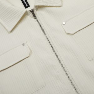 New American Retro INS Trendy Cargo Shirt Short Sleeve Zipper Shirt – Image 7
