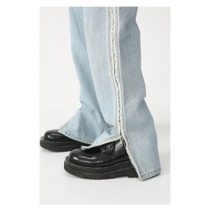 MTLCLOTHES Men's Wear Spring and Summer New Pocket Flip-out Straight Jeans with Flip-out Design Slit Straight Jeans – Image 6