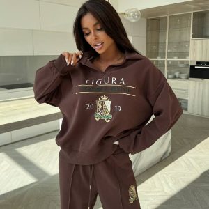 Casual sports suit women's spring and autumn fashion age-reducing pink high-end foreign style sweatshirt wide-leg pants fashion two-piece set – Image 4