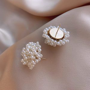 French Baroque Fireworks Pearl Stud Earrings New Temperament Sense of Luxury Niche Design Light Luxury Simple Earrings – Image 3