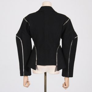 2025 autumn new personality trend style zipper splicing deconstructed design sense irregular high-end sense suit woman – Image 4