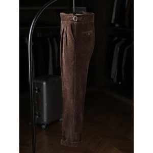 Corduroy trousers, men's straight Parisian buckle, Naples slim non-iron, autumn and winter business – Image 4