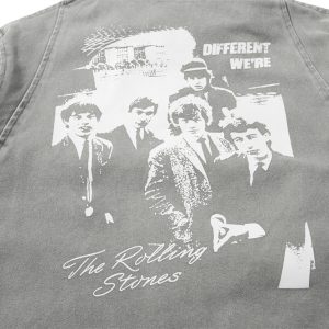 American band-print lapel jacket men's fall loose street trend badge-embellished casual canvas jacket – Image 6