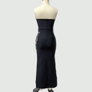 New bandeau hand-stitched diamond amazon foreign trade bandage dress evening bandage dresses – Image 4