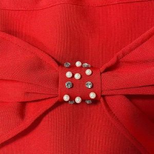 European and American cross-border new fashion pearl chain celebrity style high-end bandage women's dress dress – Image 5