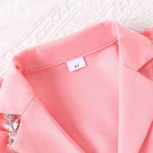 cross-border new European and American spring and autumn girls' pendant blazer camisole vest pleated skirt three-piece set – Image 5