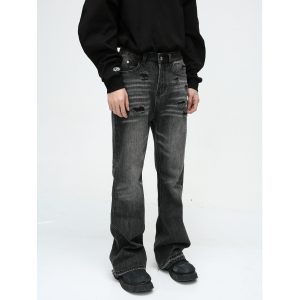 MTLCLOTHES MEN's WEAR| AUTUMN NEW AMERICAN RETRO WASH DISTRESSED RIPPED DESIGN JEANS TIDE – Image 4