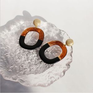 Korean simple retro splicing acetate geometric stud earrings personality temperament fashion earrings creative versatile earrings A14 – Image 6