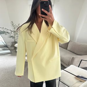 2025 New Top Versatile Lapel Side Button Suit Long Short Sleeve Jacket Women's Top INS – Image 3