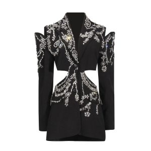 European and American fashion formal suit small suit 2025 summer new heavy industry beads high-end blazer women – Image 5