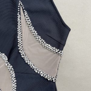 New Sleeveless Mesh Bright Diamond Amazon Foreign Trade Bandage Dress Evening Bandage Dresses – Image 5