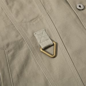 Mountain outdoor canvas cargo jacket men's spring and autumn sports multi-pocket design stitching contrast lapel jacket – Image 7
