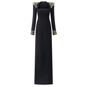 new star fashion temperament heavy industry gemstone set diamond long sleeve long dress dress long skirt – Image 3
