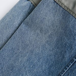 Jiayiku trendy brand 2025 autumn new American retro spliced denim flight jacket boxy baseball jacket for men – Image 5