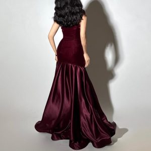 Elegant celebrity style bandeau dress long skirt 2025 summer new irregular stitching design long dress women – Image 3