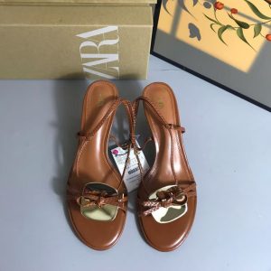 ZA Spain Fall 2024 New Women's Shoes French Round Toe Thin Strap High Heels Metal Round Back Trip Strap Stiletto Sandals – Image 3