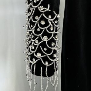 Quality Spot Evening Dress 2025 Star Collection Heavy Industry Beaded Acetate Velvet Small Trailing Long Skirt Dress – Image 6