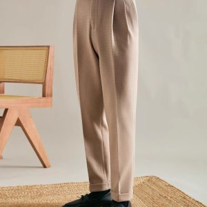 Italian Gorgesit pants men's high-waisted Paris button-down business formal wear iron-free straight drapes – Image 3